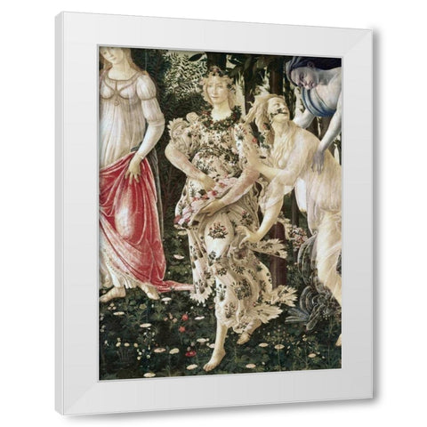 La Primavera - Detail White Modern Wood Framed Art Print by Botticelli, Sandro
