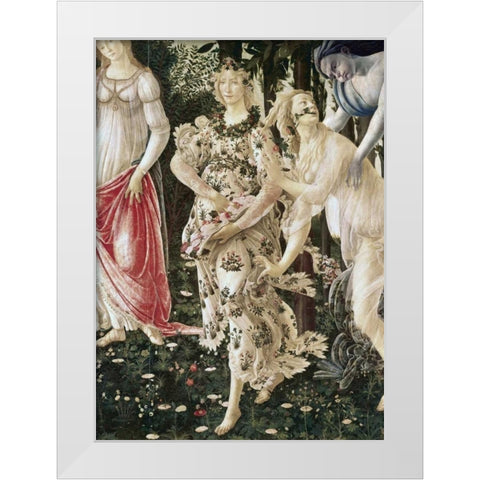 La Primavera - Detail White Modern Wood Framed Art Print by Botticelli, Sandro