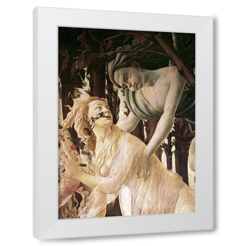 La Primavera (Detail) White Modern Wood Framed Art Print by Botticelli, Sandro