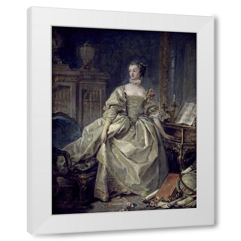 La Madame De Pompadour White Modern Wood Framed Art Print by Boucher, Francois