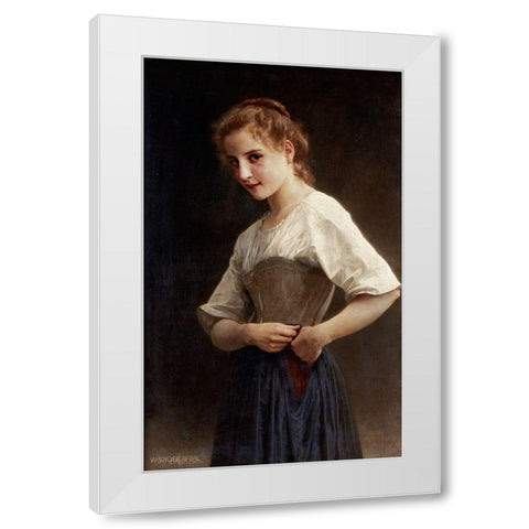 At the Start of the Day White Modern Wood Framed Art Print by Bouguereau, William-Adolphe