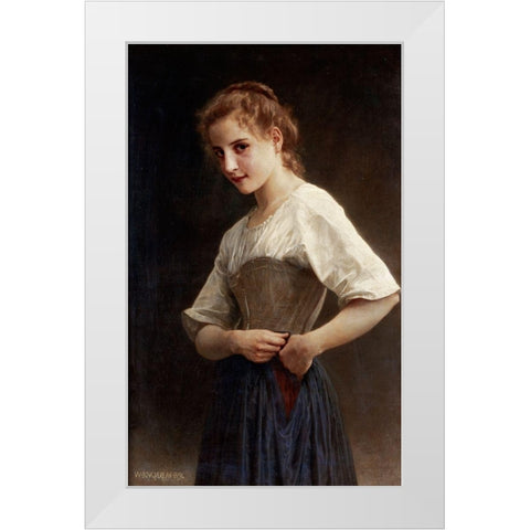 At the Start of the Day White Modern Wood Framed Art Print by Bouguereau, William-Adolphe