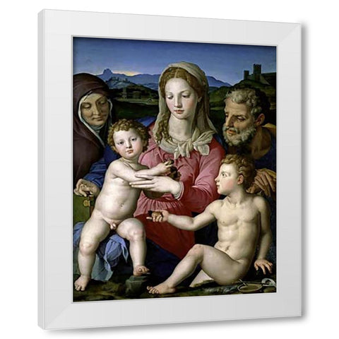 Family with Saint Anne and John the Baptist as a Child White Modern Wood Framed Art Print by Bronzino, Agnolo