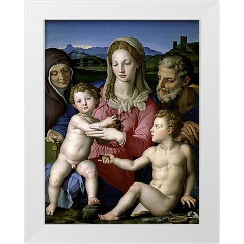 Family with Saint Anne and John the Baptist as a Child White Modern Wood Framed Art Print by Bronzino, Agnolo