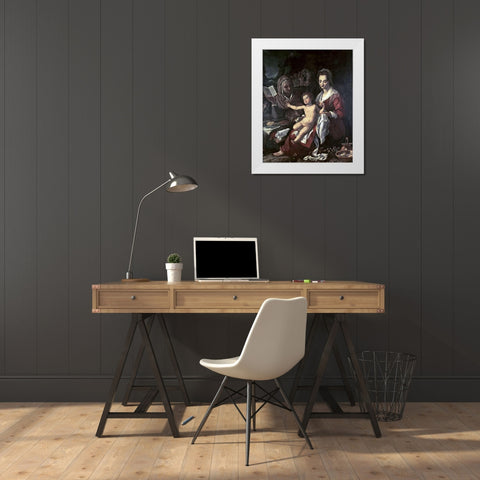 Holy Family White Modern Wood Framed Art Print by Bronzino, Agnolo