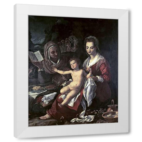 Holy Family White Modern Wood Framed Art Print by Bronzino, Agnolo