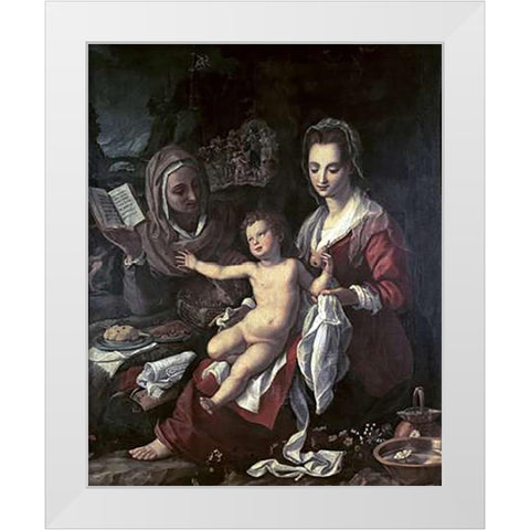 Holy Family White Modern Wood Framed Art Print by Bronzino, Agnolo