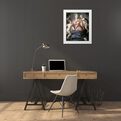 Holy Family White Modern Wood Framed Art Print by Bronzino, Agnolo