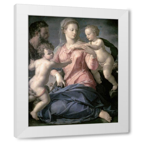 Holy Family White Modern Wood Framed Art Print by Bronzino, Agnolo