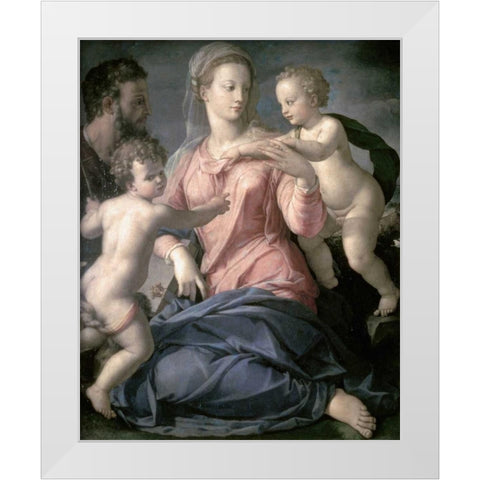 Holy Family White Modern Wood Framed Art Print by Bronzino, Agnolo