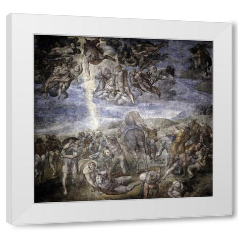 The Conversion of Saul White Modern Wood Framed Art Print by Michelangelo