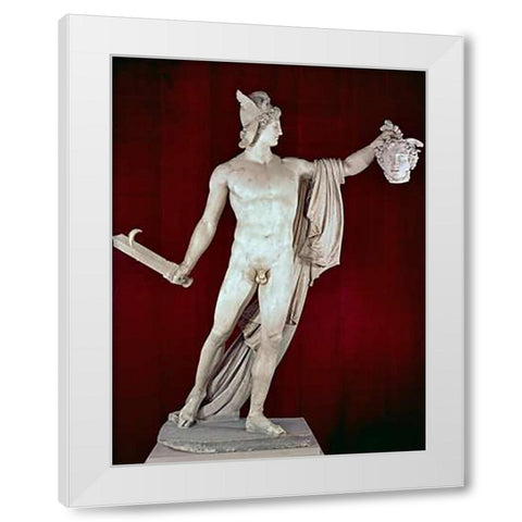Perseus With The Head of Medusa White Modern Wood Framed Art Print by Canova, Antonio