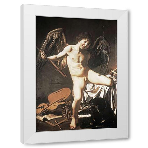 Amour Victorious White Modern Wood Framed Art Print by Caravaggio