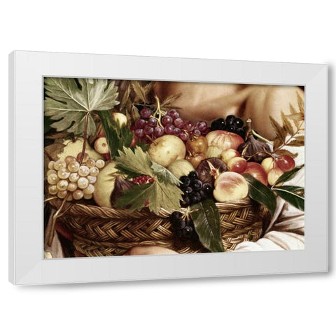 Boy With Basket of Fruit - Detail White Modern Wood Framed Art Print by Caravaggio