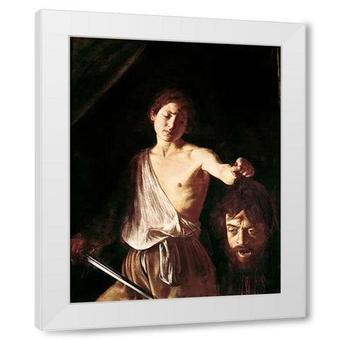 David With The Head of Goliath White Modern Wood Framed Art Print by Caravaggio
