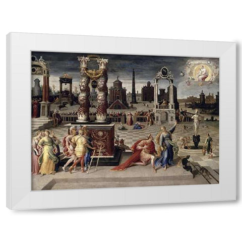 Augustus and The Tiburtine Sibyl White Modern Wood Framed Art Print by Caron, Antoine