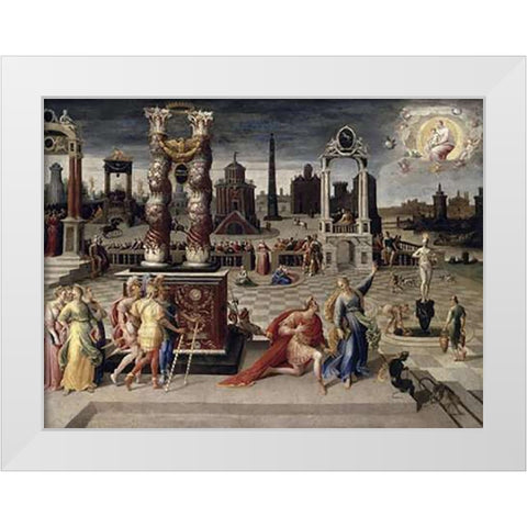 Augustus and The Tiburtine Sibyl White Modern Wood Framed Art Print by Caron, Antoine