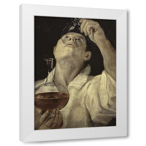 Homme Du Vin White Modern Wood Framed Art Print by Carracci, Annibale