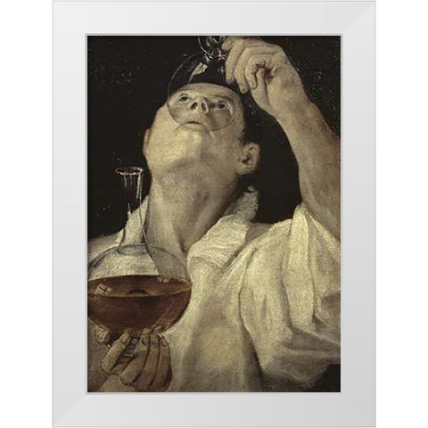 Homme Du Vin White Modern Wood Framed Art Print by Carracci, Annibale