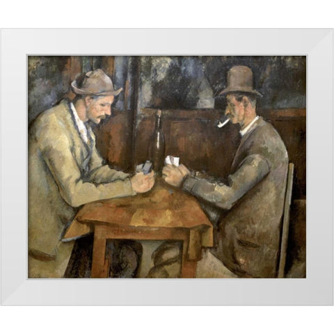 The Card Players White Modern Wood Framed Art Print by Cezanne, Paul