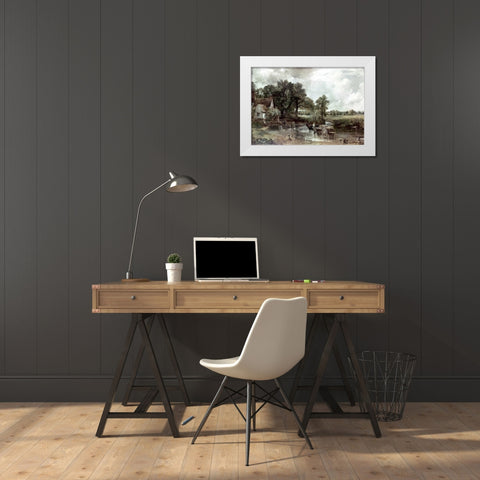 Haywain White Modern Wood Framed Art Print by Constable, John