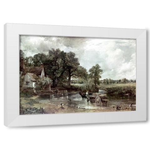 Haywain White Modern Wood Framed Art Print by Constable, John
