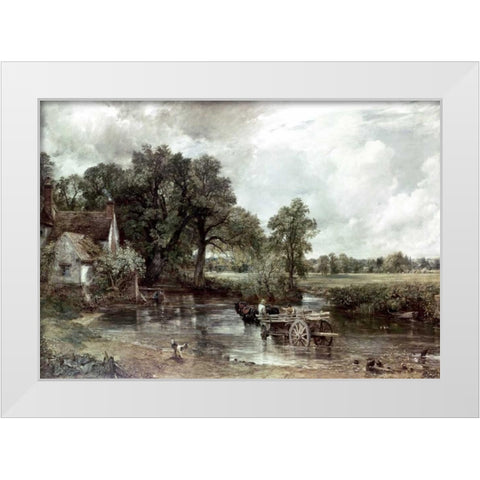 Haywain White Modern Wood Framed Art Print by Constable, John