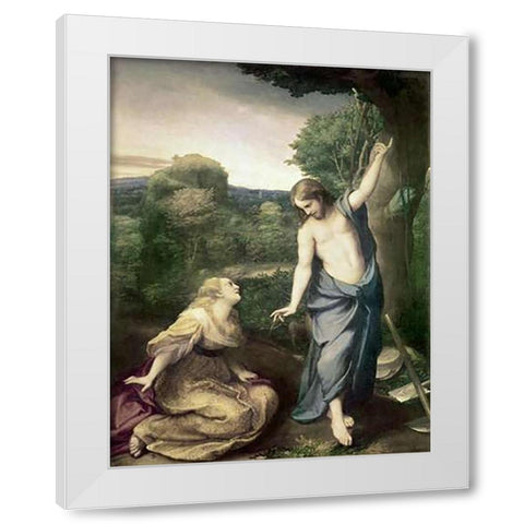 Noli Me Tangere White Modern Wood Framed Art Print by Correggio