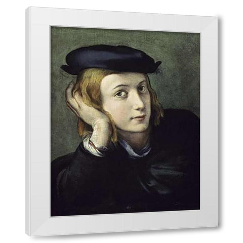 Portrait of a Young Man White Modern Wood Framed Art Print by Correggio