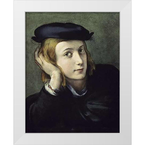 Portrait of a Young Man White Modern Wood Framed Art Print by Correggio