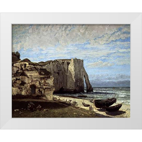 Cliffs of Etretat After a Storm White Modern Wood Framed Art Print by Courbet, Gustave