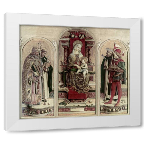 Madonna and Child With Saints White Modern Wood Framed Art Print by Crivelli, Carlo