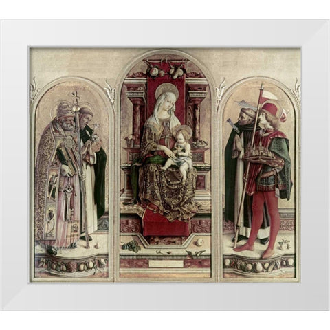 Madonna and Child With Saints White Modern Wood Framed Art Print by Crivelli, Carlo