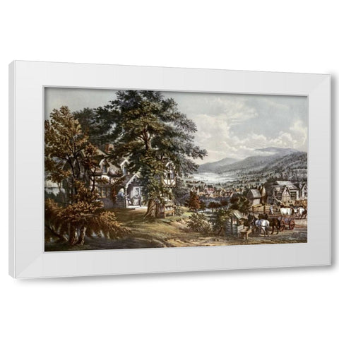 Home of Evangeline-Acadian Land White Modern Wood Framed Art Print by Currier and Ives