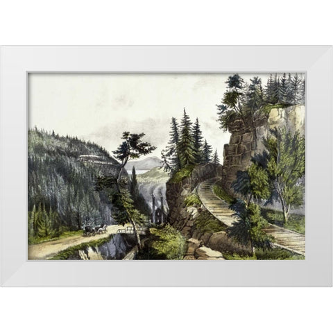 Pennsylvania Railroad Scenery White Modern Wood Framed Art Print by Currier and Ives