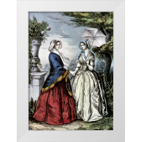 Sisters White Modern Wood Framed Art Print by Currier and Ives