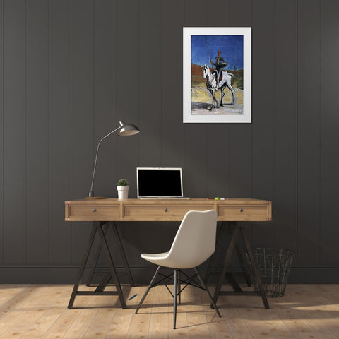 Don Quixote White Modern Wood Framed Art Print by Daumier, Honore