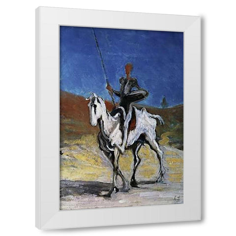 Don Quixote White Modern Wood Framed Art Print by Daumier, Honore