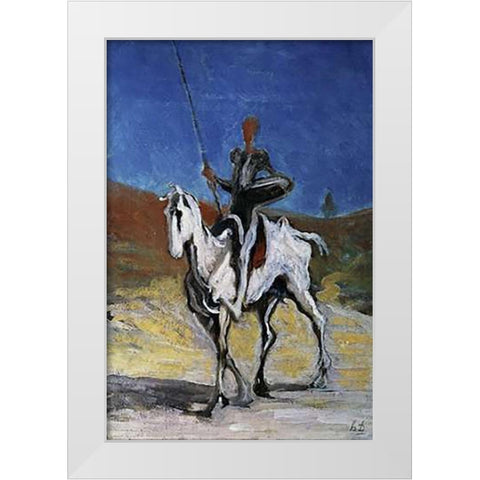 Don Quixote White Modern Wood Framed Art Print by Daumier, Honore