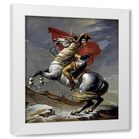 First Consul Crossing The Alps White Modern Wood Framed Art Print by David, Jacques-Louis