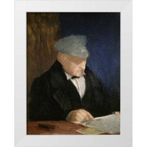 Auguste, the Artists Father White Modern Wood Framed Art Print by Degas, Edgar