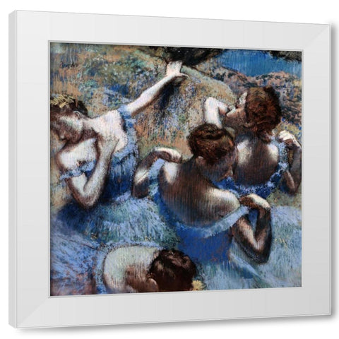 Blue Dancers - Les Danseuses Bleues White Modern Wood Framed Art Print by Degas, Edgar