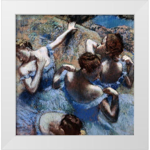 Blue Dancers - Les Danseuses Bleues White Modern Wood Framed Art Print by Degas, Edgar