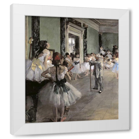 Dance Class White Modern Wood Framed Art Print by Degas, Edgar