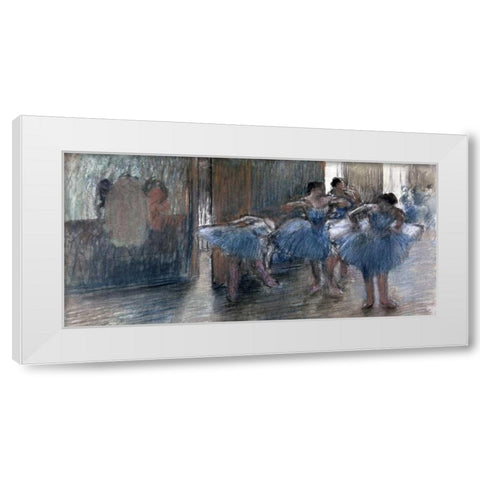 Dancers White Modern Wood Framed Art Print by Degas, Edgar