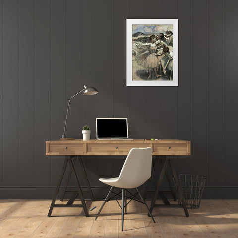 Dancers White Modern Wood Framed Art Print by Degas, Edgar