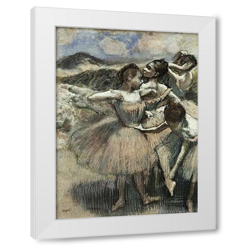 Dancers White Modern Wood Framed Art Print by Degas, Edgar