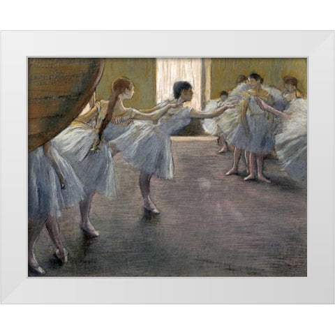 Dancers at the Rehearsal White Modern Wood Framed Art Print by Degas, Edgar