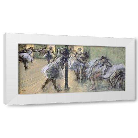Dancers in Rehearsal (II) White Modern Wood Framed Art Print by Degas, Edgar