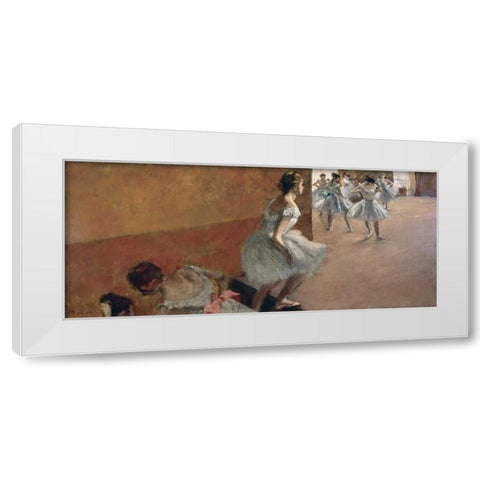 Danseuses montant un escalier, 1886-1890 White Modern Wood Framed Art Print by Degas, Edgar